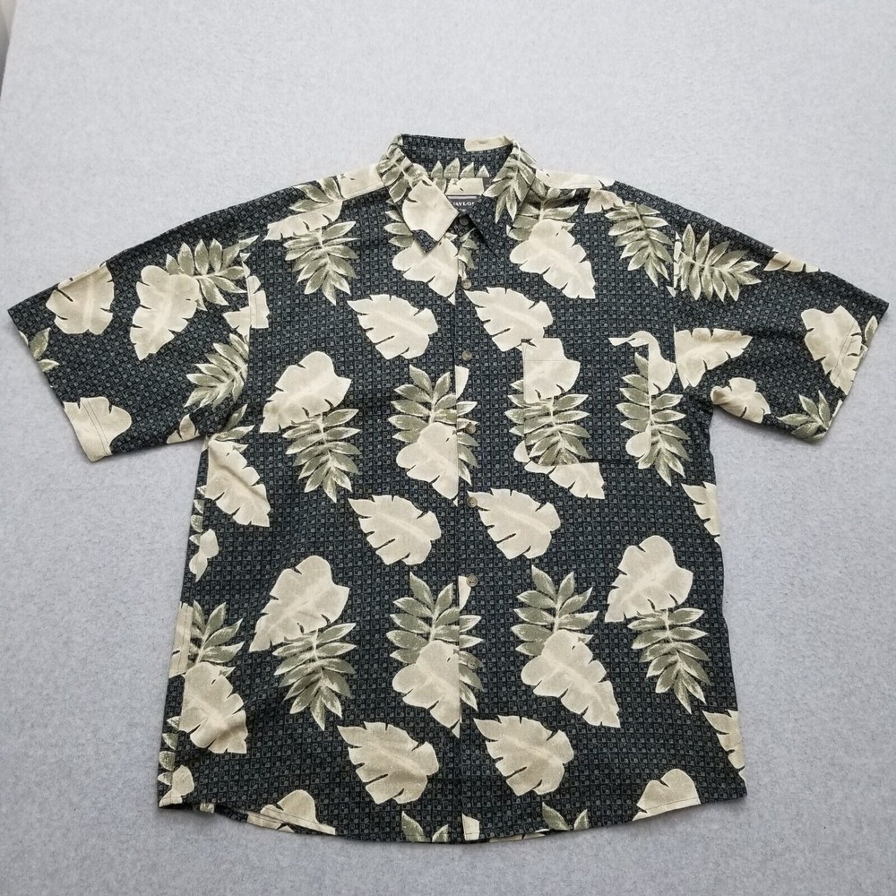 David Taylor Shirt Mens Large Floral Hawaiian Button Up Short Sleeve Casual Silk